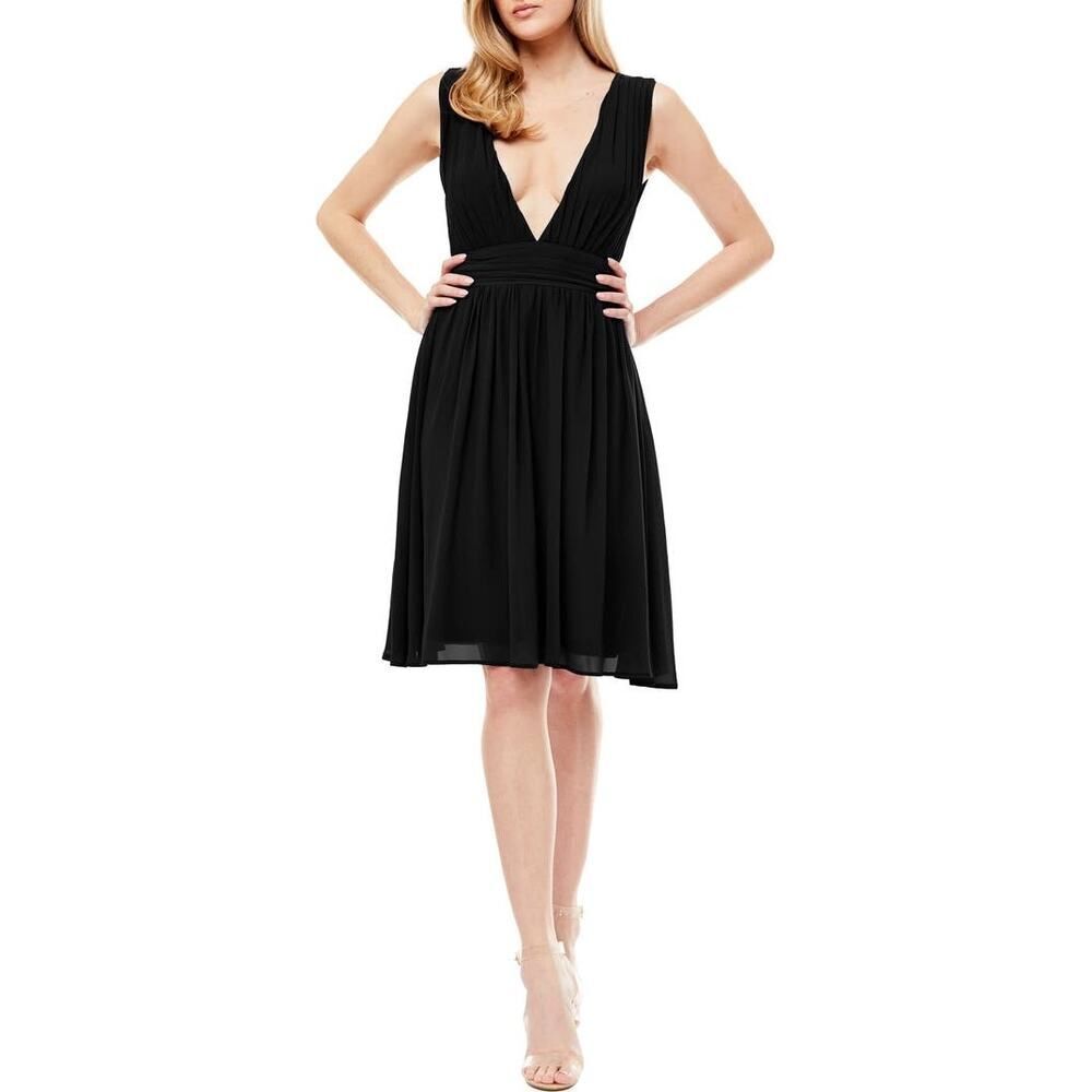 Love By Design Melissa Chiffon Fit & Flare Dress Women's Med Black NWT